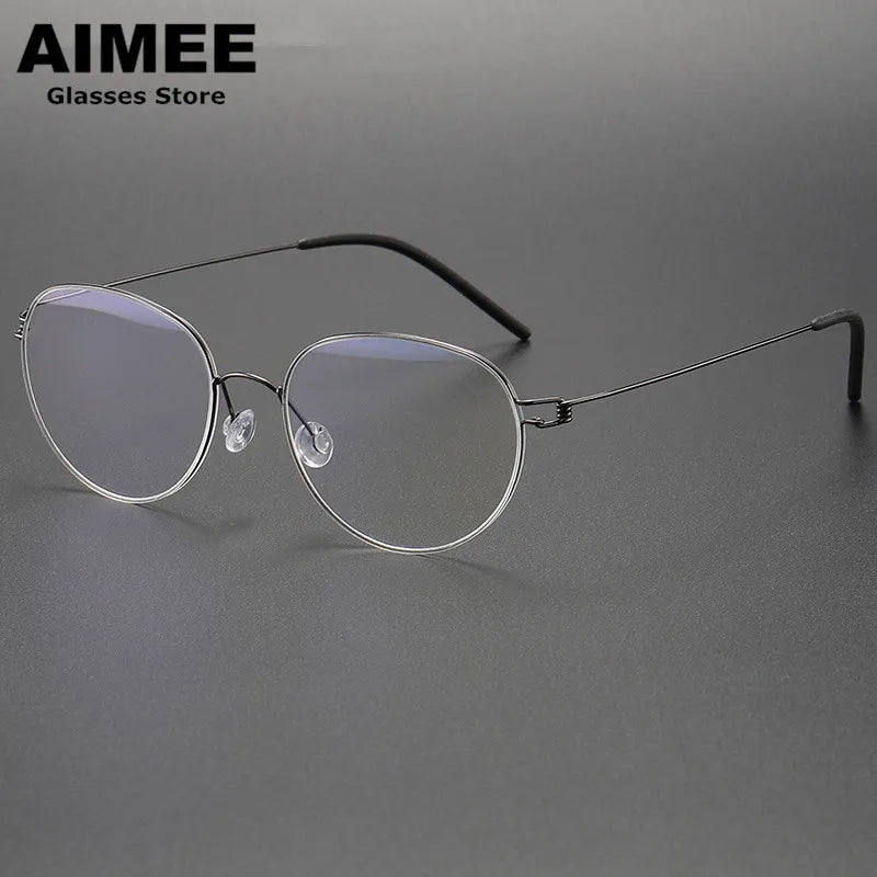 Aimee Unisex Full Rim Oval Round Screwless Titanium Eyeglasses 4352 Full Rim Aimee   