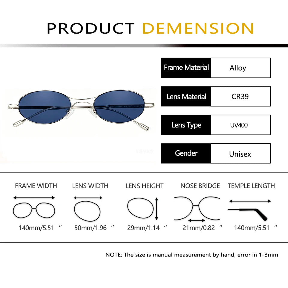 Esnbie Unisex Full Rim Oval Alloy Sunglasses 25S-M183SUN-1