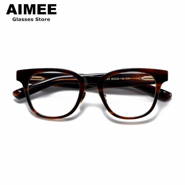 Aimee Unisex Full Rim Square Titanium Acetate Eyeglasses 14152 Full Rim Aimee Tortoise  