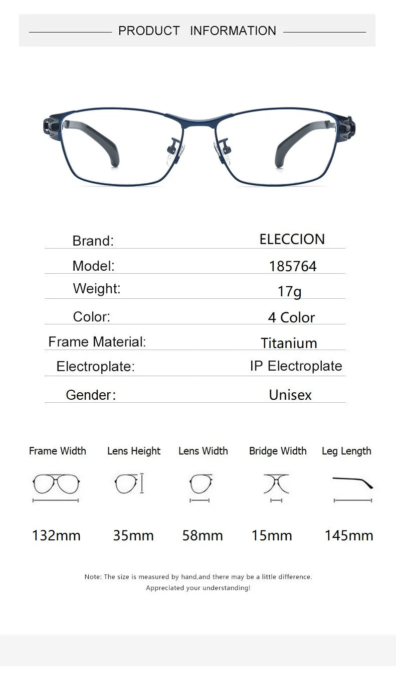 Eleccion Women's Full Rim Square Titanium Eyeglasses 185764