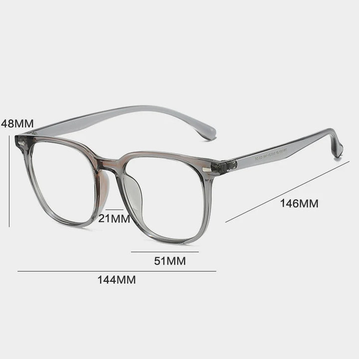 Gatenac Unisex Full Rim Square Tr 90 Titanium Photochromic Reading Glasses G61351