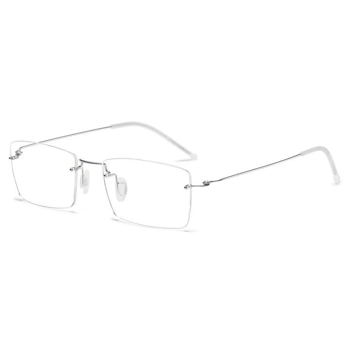 Hdcrafter Unisex Rimless Square Titanium Eyeglasses T5935 Rimless Hdcrafter Eyeglasses Silver  