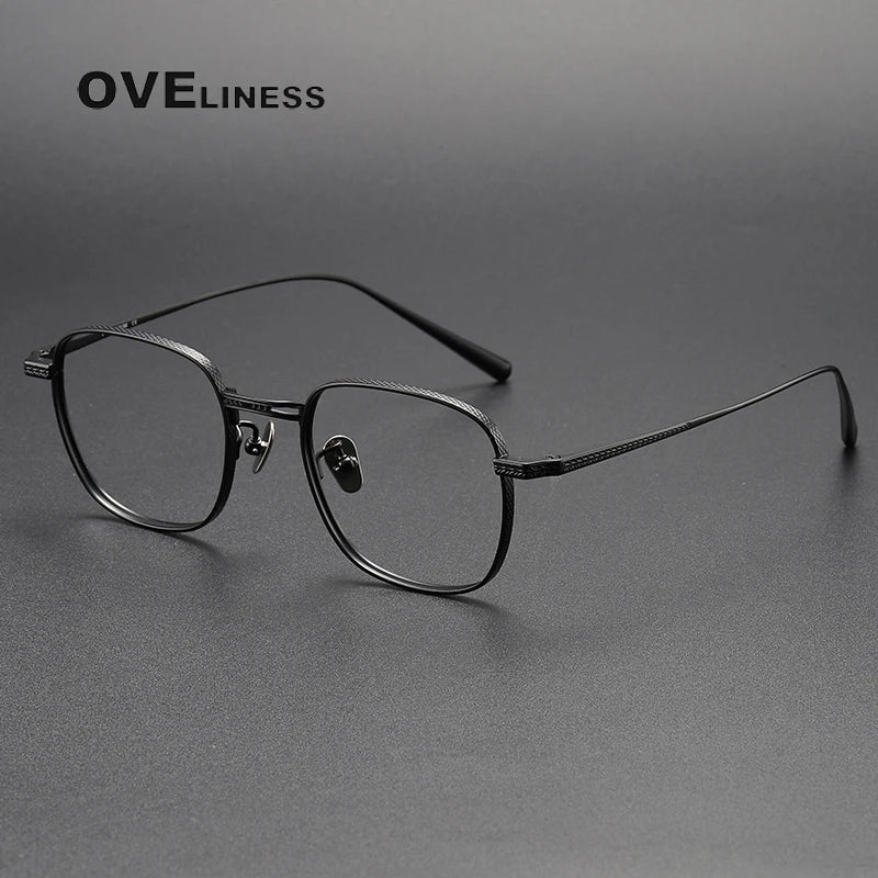 Oveliness Unisex Full Rim Square Titanium Eyeglasses 14025 Full Rim Oveliness black  