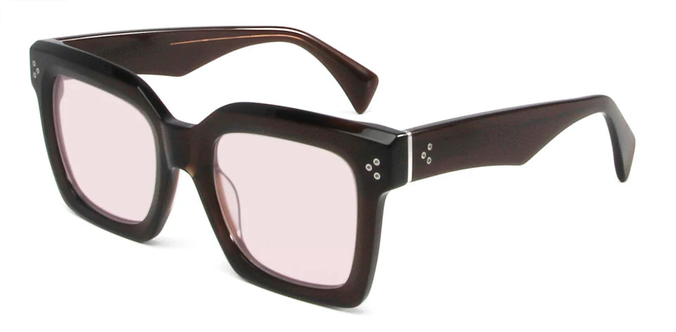 Esnbie Unisex Full Rim Square Brow Line Acetate Sunglasses 246051
