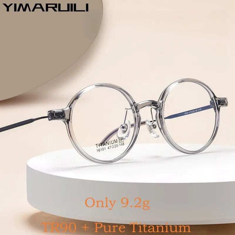 Yimaruili Unisex Full Rim Small Round Tr 90 Titanium Eyeglasses 16101x Full Rim Yimaruili Eyeglasses   
