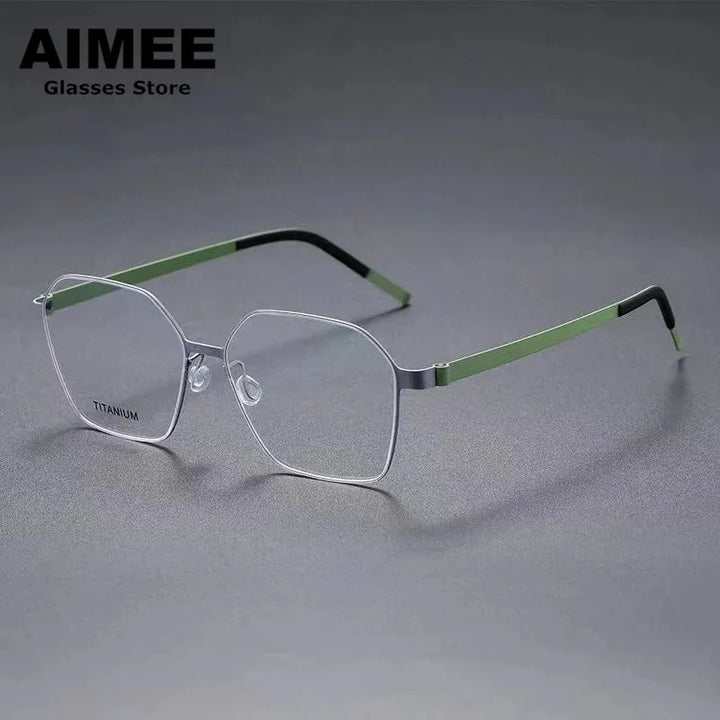 Aimee Women's Full Rim Polygon Screwless Titanium Eyeglasses 9624 Full Rim Aimee   