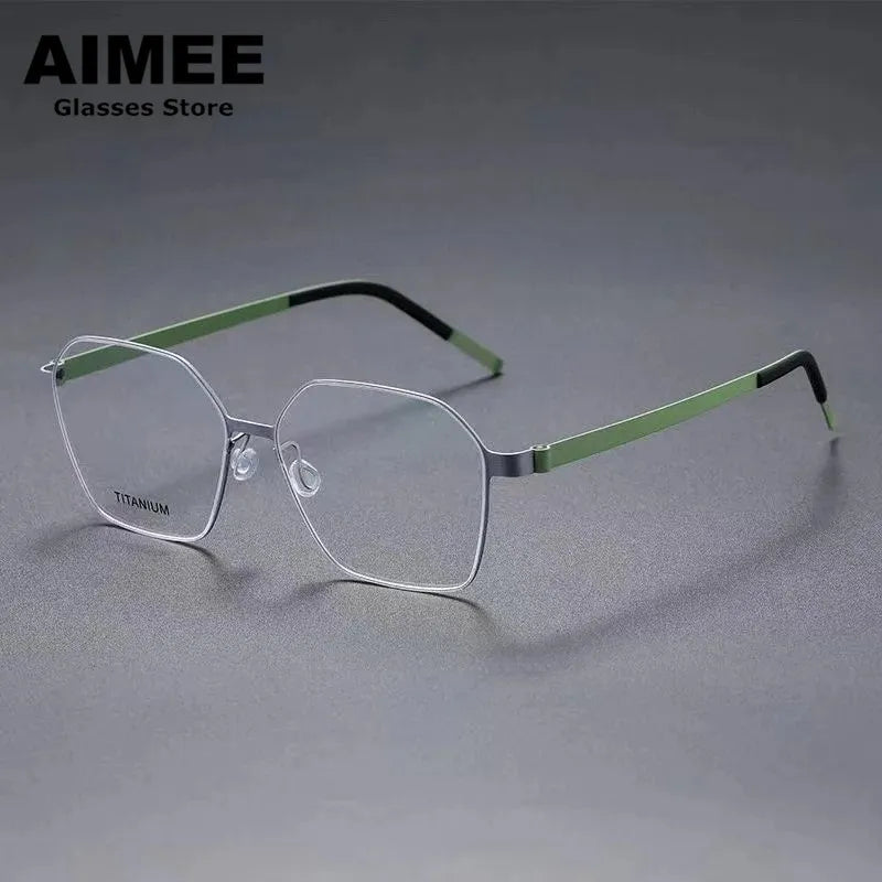 Aimee Women's Full Rim Polygon Screwless Titanium Eyeglasses 9624 Full Rim Aimee   