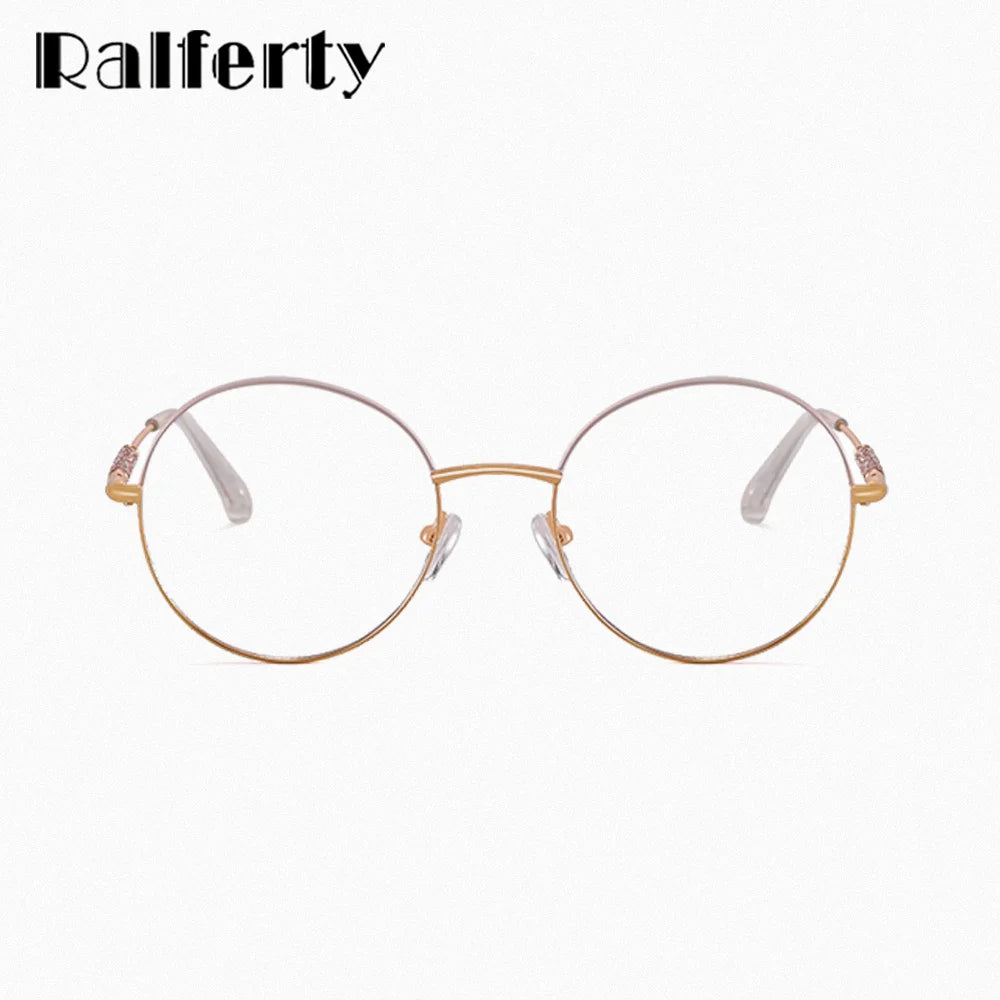 Ralferty Women's Full Rim Round Alloy Acetate Eyeglasses 95818 Full Rim Ralferty   