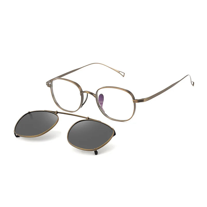 Black Mask Women's Full Rim Square Titanium Eyeglasses Clip On Sunglasses 910517