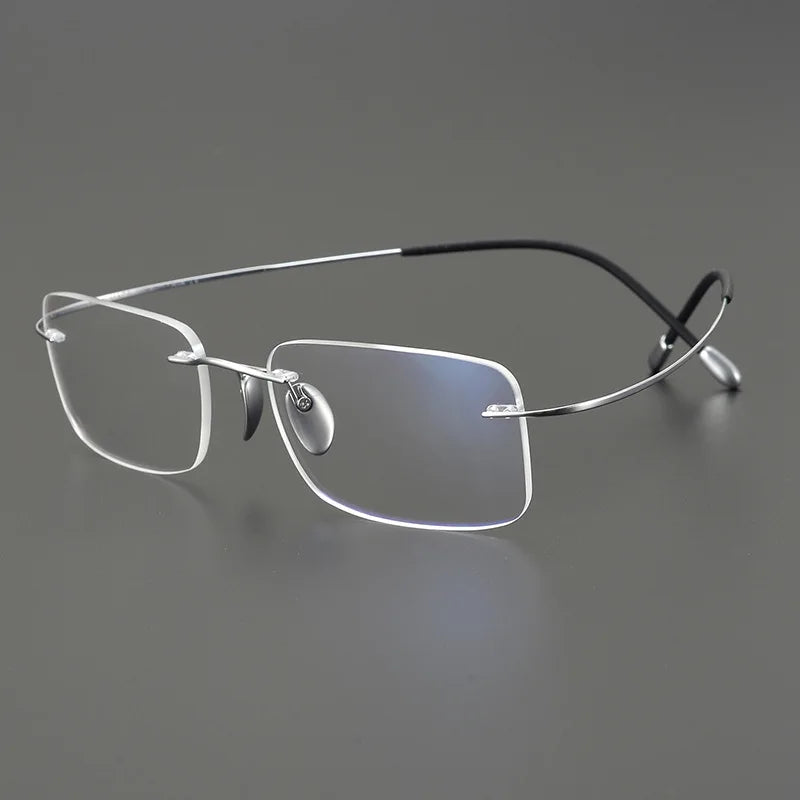 Momoja Unisex Rimless Square Titanium Eyeglasses 615353