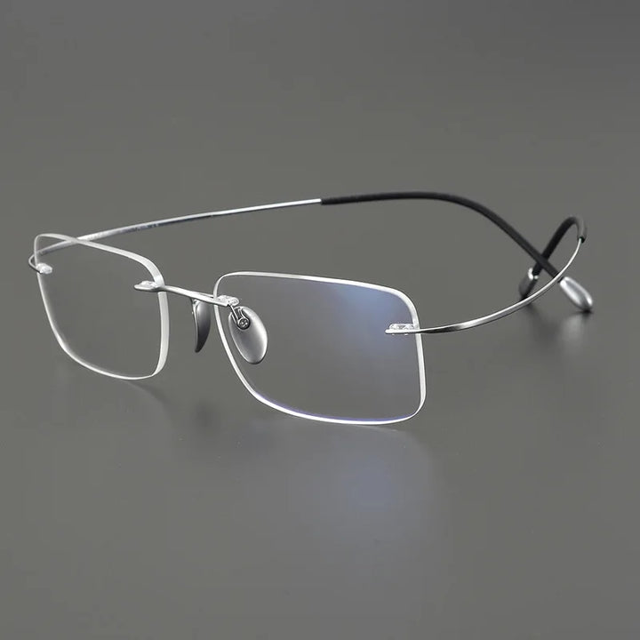 Momoja Unisex Rimless Square Titanium Eyeglasses 615353