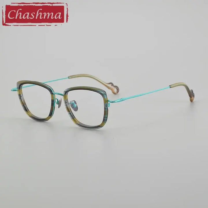 Chashma Ottica Unisex Full Rim Square Acetate Titanium Eyeglasses 775965 FuzWeb