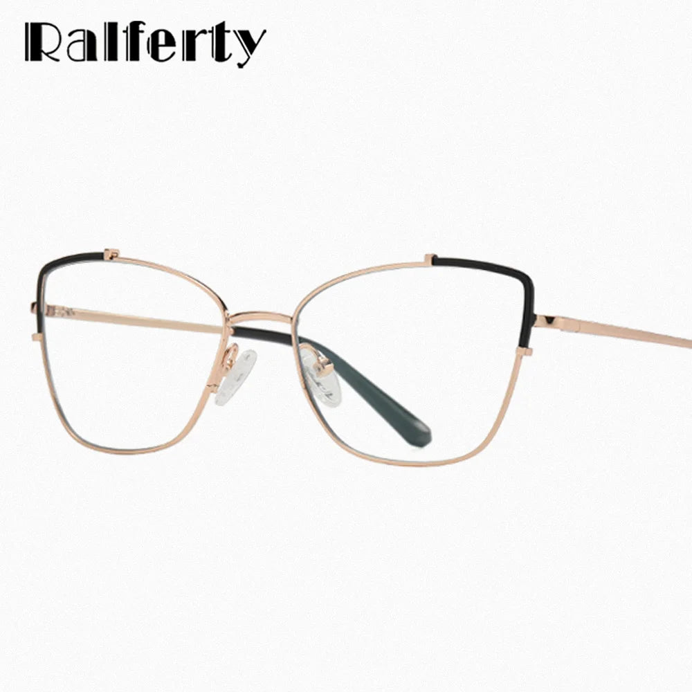 Ralferty Women's Full Rim Square Cat Eye Alloy Eyeglasses Full Rim Ralferty   