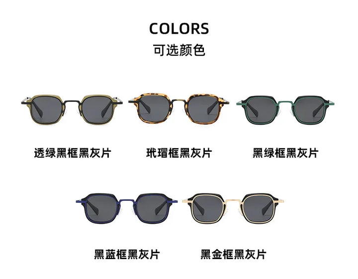 Zirosat Unisex Full Rim Flat Top Square Alloy Acetate Sunglasses Y7254 Sunglasses Zirosat   