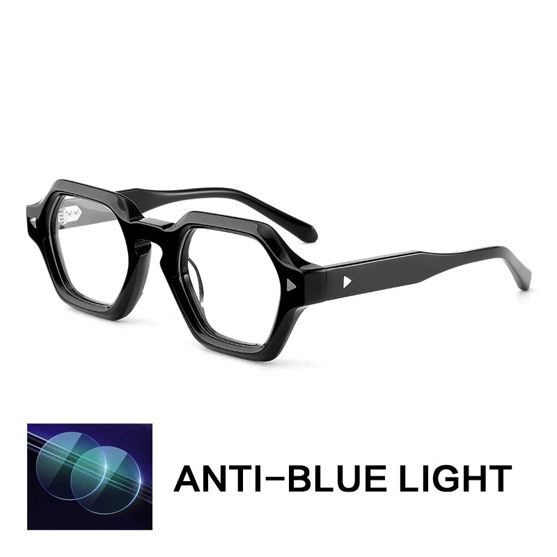 Gatenac Unisex Full Rim Polygon Square Acetate Reading Glasses G66307
