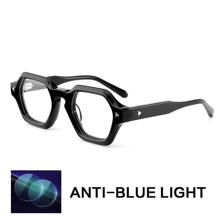 Gatenac Unisex Full Rim Polygon Square Acetate Reading Glasses G66307