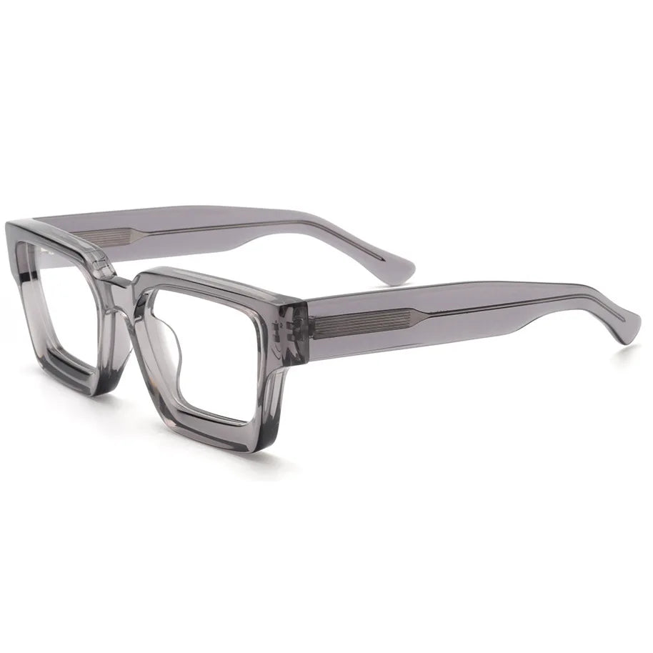 Brightzone Unisex Full Rim Square Thick Acetate Eyeglasses 5437 Full Rim Brightzone C4 Ash Permeating  