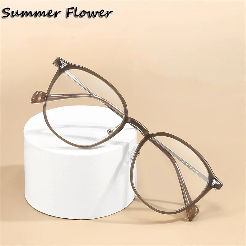 Summer Flower Women's Full Rim Round Tr 90 Titanium Eyeglasses 701247