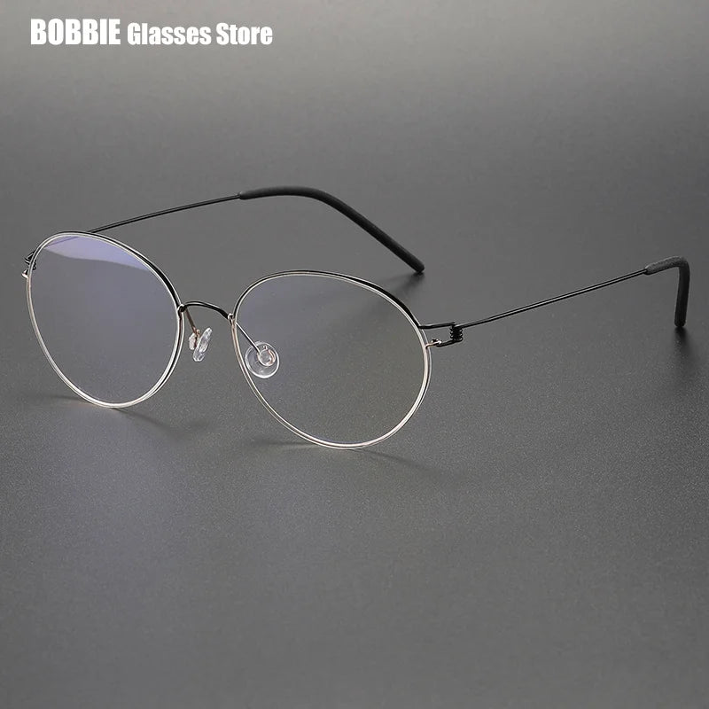 Bobbie Women's Semi Rim Oval Round Screwless Titanium Eyeglasses 434317