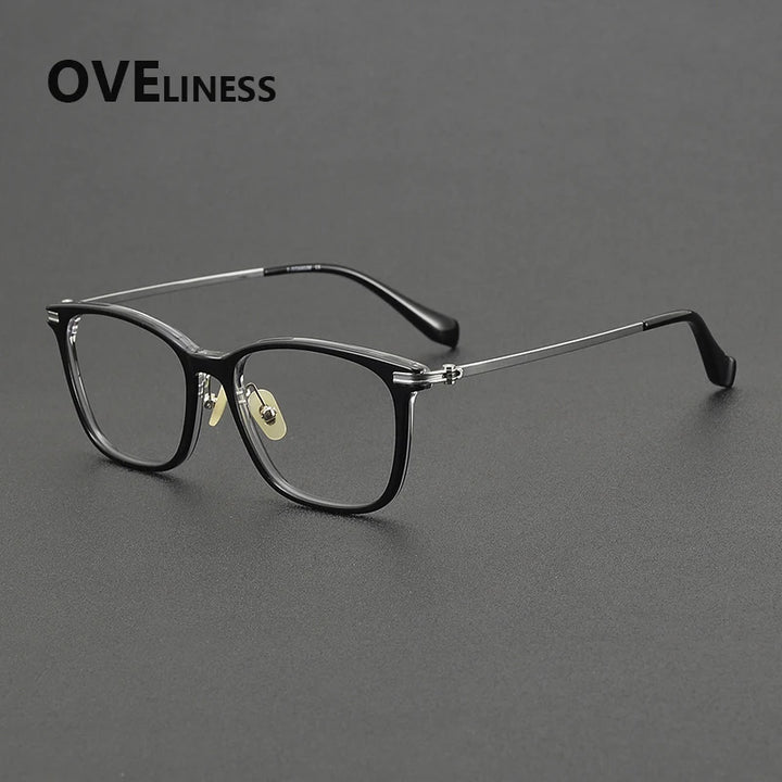 Oveliness Unisex Full Rim Square Titanium Acetate Eyeglasses 390012