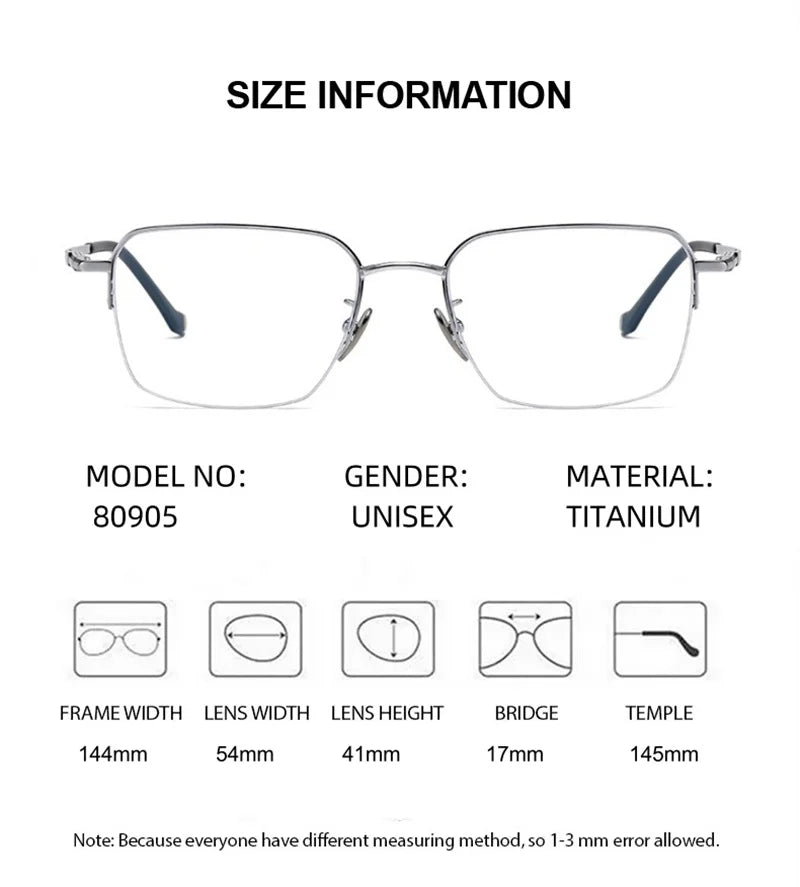 Summer Flower Unisex Semi Rim Square Titanium Eyeglasses 680905