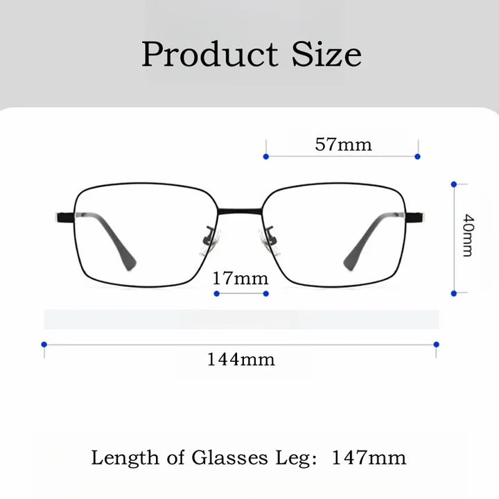 Yimaruili Men's Full Rim Square Titanium Alloy Eyeglasses Mc82232t Full Rim Yimaruili Eyeglasses   