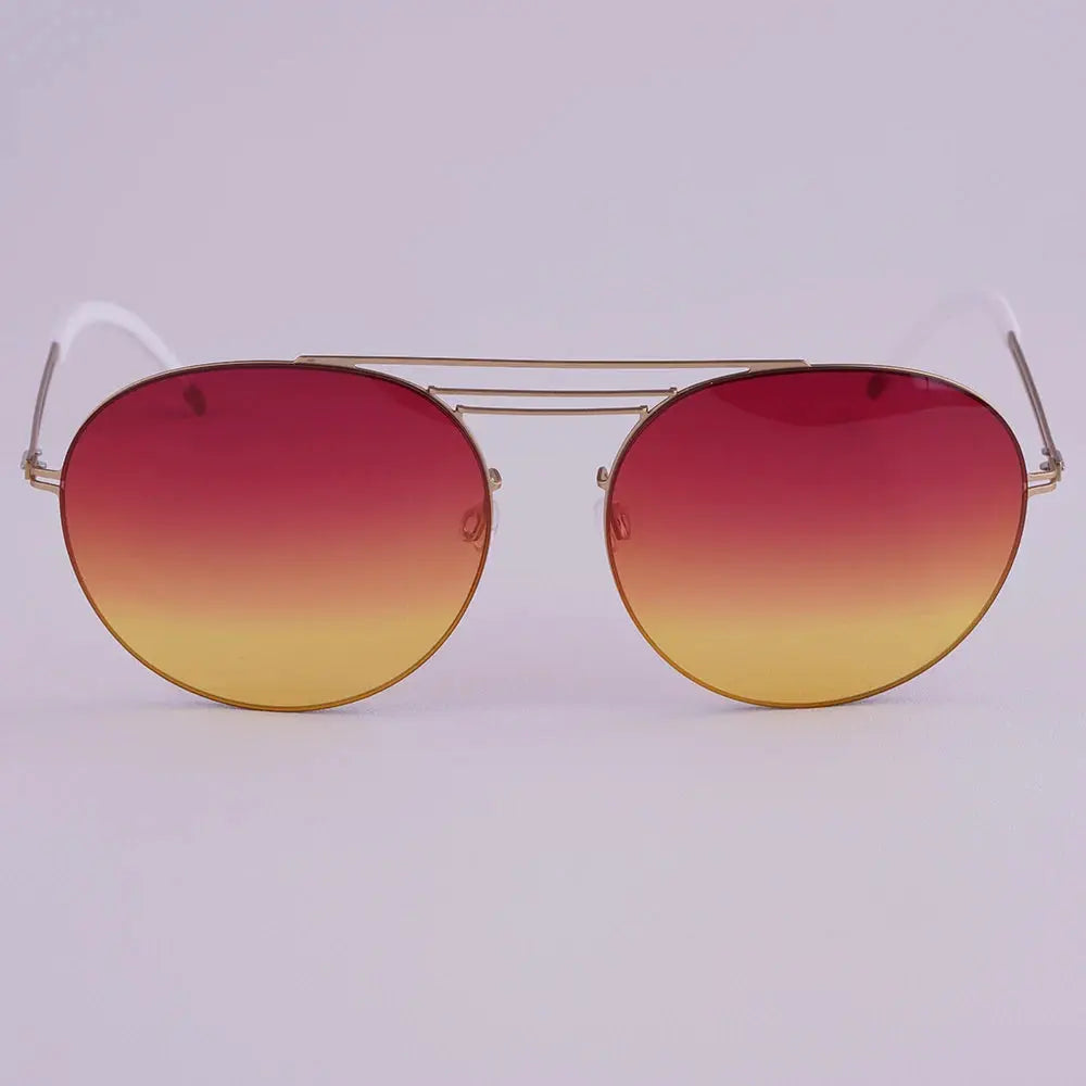 Aimee Unisex Full Rim Round Double Bridge Titanium Sunglasses 612003 FuzWeb