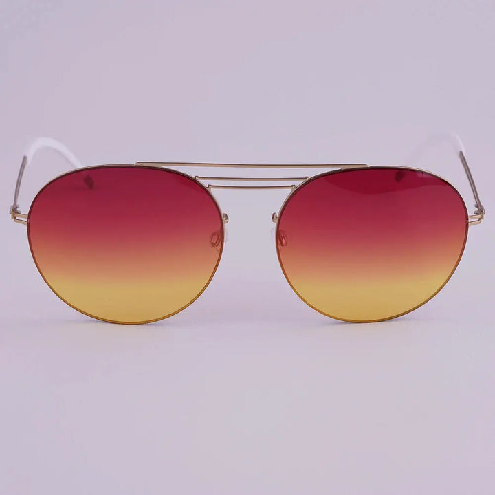 Aimee Unisex Full Rim Round Double Bridge Titanium Sunglasses 612003 FuzWeb