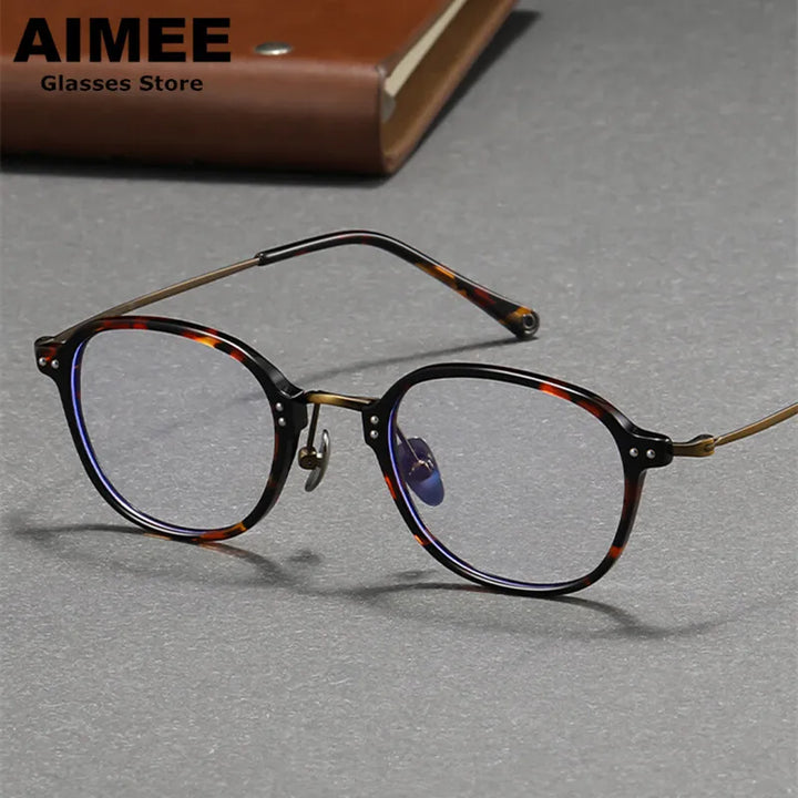 Aimee Unisex Full Rim Round Titanium Acetate Eyeglasses 742270