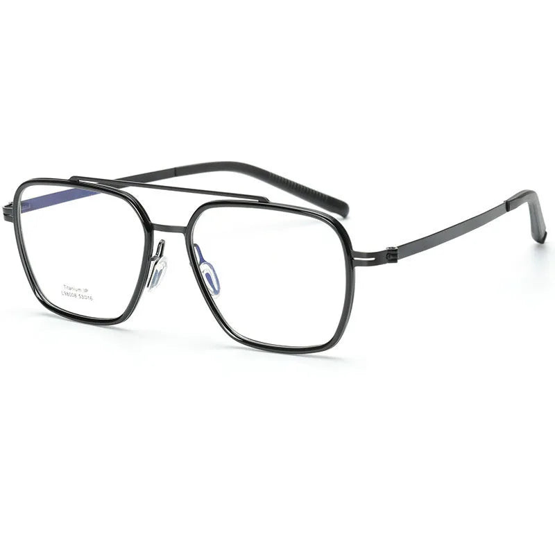 Hdcrafter Unisex Full Rim Square Double Bridge Titanium Eyeglasses 42988