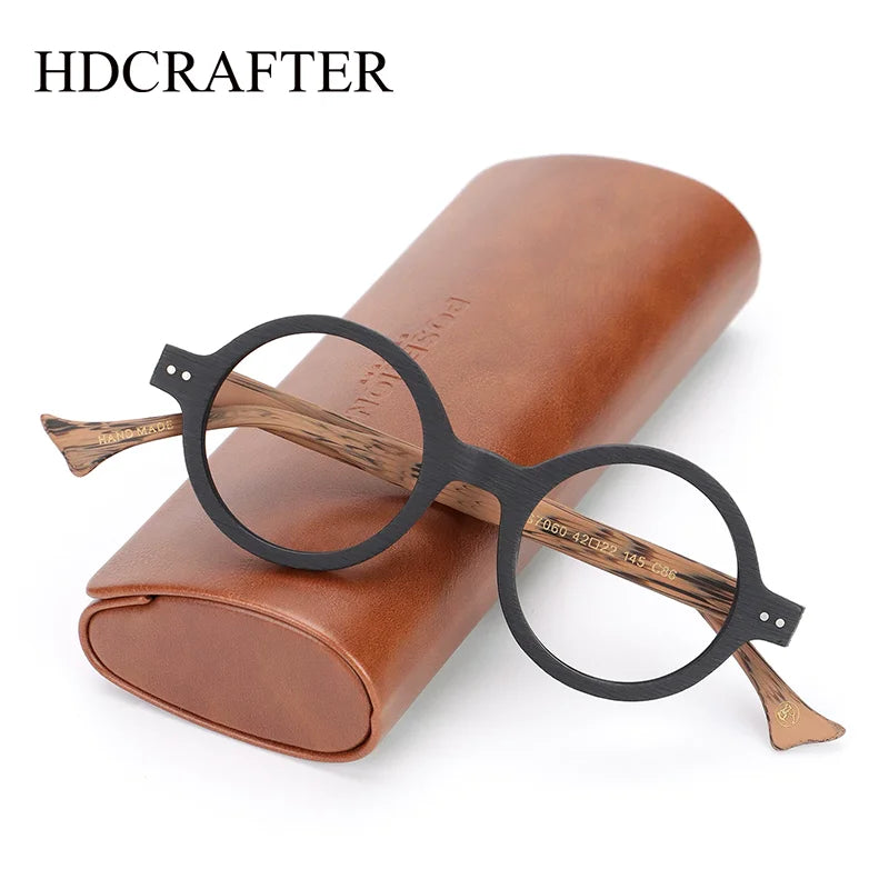 Hdcrafter PS7060 unisex round acetate prescription eyeglasses