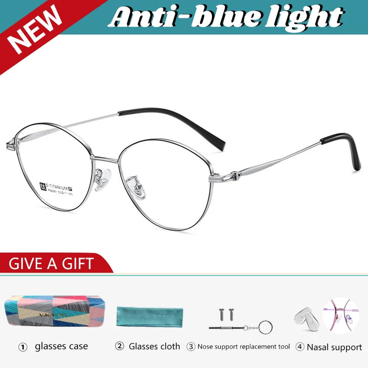 Vicky Unisex Full Rim Oval Eye Titanium Reading Glasses 690291