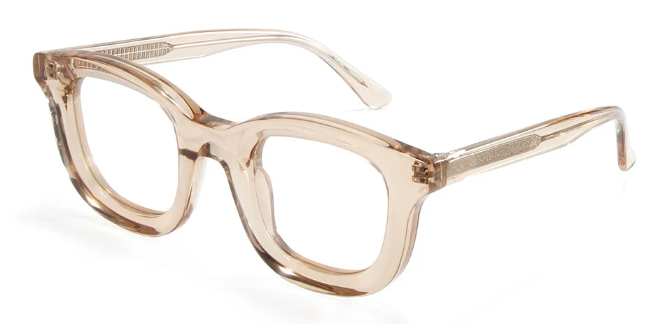Esnbie Unisex Full Rim Round Square Thick Acetate Eyeglasses 23004