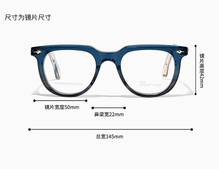 Nobler Unisex Full Rim Flat Top Square Acetate Eyeglasses 51094