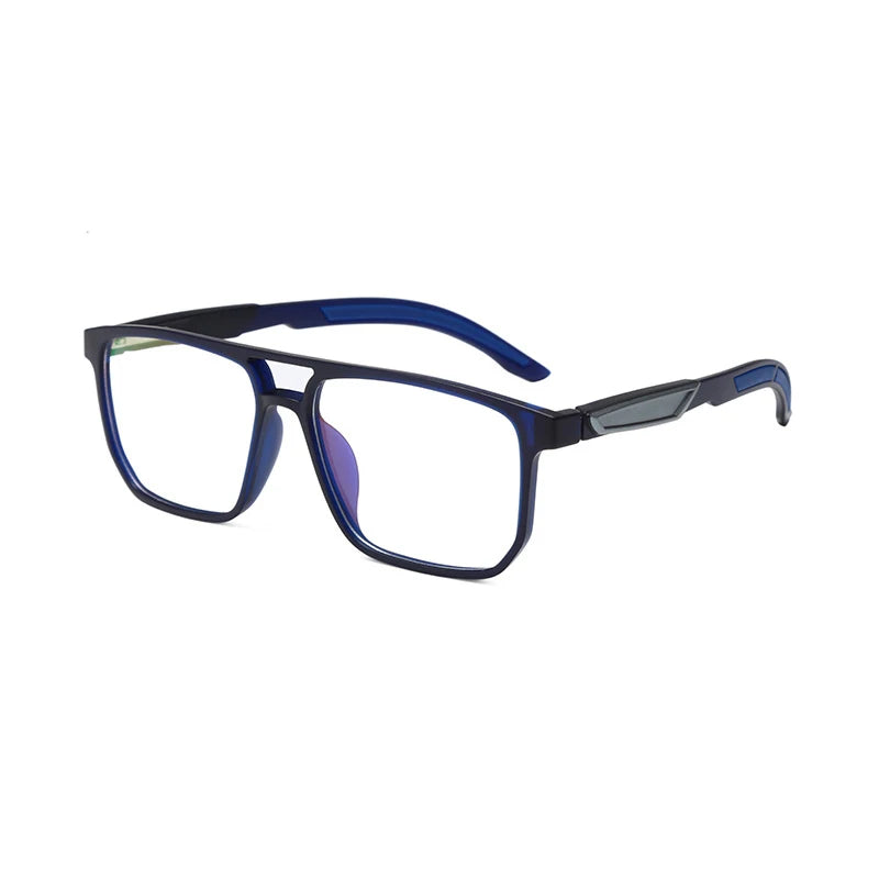 KatKani Unisex Full Rim Square Double Bridge Tr 90 Eyeglasses Yd209 Full Rim KatKani Eyeglasses Blue  