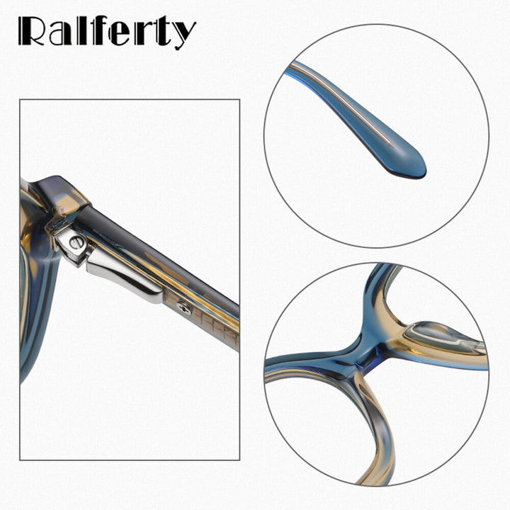 Ralferty Women's Full Rim Flat Top Oval Acetate Eyeglasses D8817 Full Rim Ralferty   