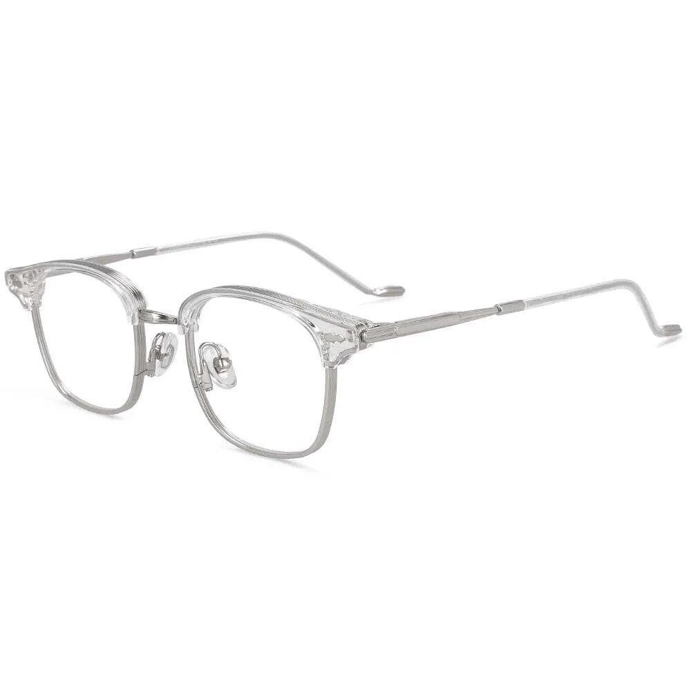 CCSpace Women's Full Rim Square Alloy Acetate Hyperopic Reading Glasses R49425 Reading Glasses CCspace C1clear China 0