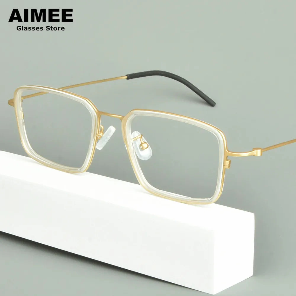 Aimee Unisex Full Rim Square Titanium Acetate Eyeglasses 14501 Full Rim Aimee   