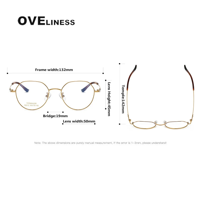 Oveliness Women's Full Rim Flat Top Oval Titanium Eyeglasses 6013 Full Rim Oveliness   