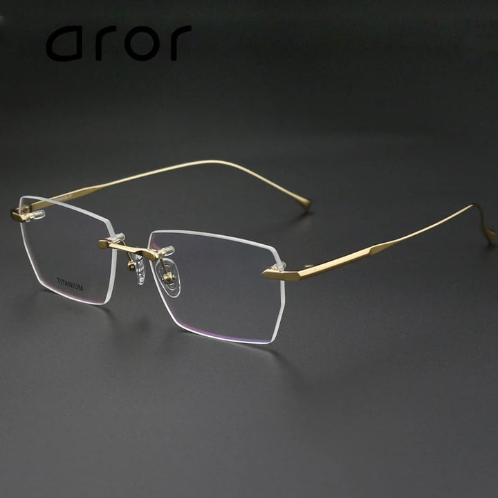 Aror Unisex Rimless Square Titanium Eyeglasses 72324