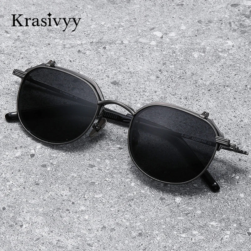 Krasivyy Unisex Round Titanium Prescription Eyeglasses with Flip-Up S400T - view 3