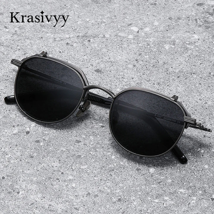 Krasivyy Unisex Round Titanium Prescription Eyeglasses with Flip-Up S400T - view 3