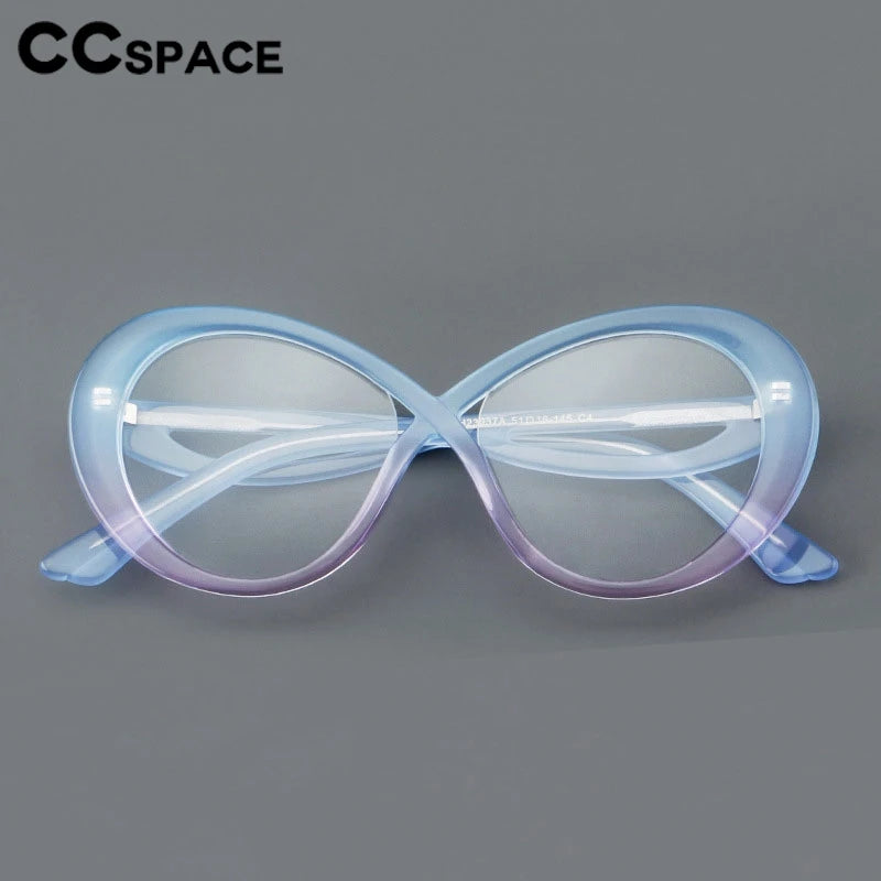 CCspace Unisex Full Rim Oval Cat Eye Acetate Eyeglasses 30793 Full Rim CCSpace   