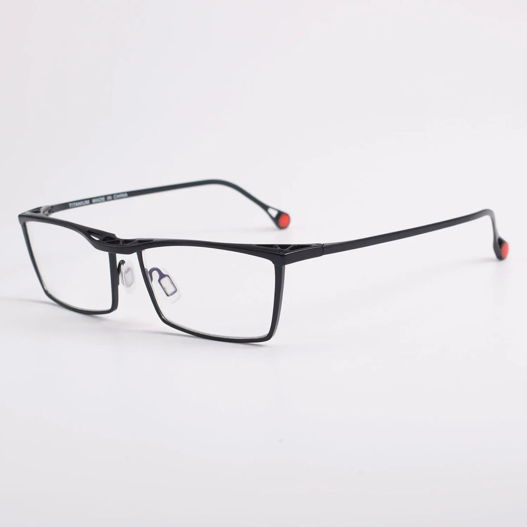 Aror Unisex Full Rim Square Brow Line Titanium Eyeglasses 18212 Full Rim Aror black