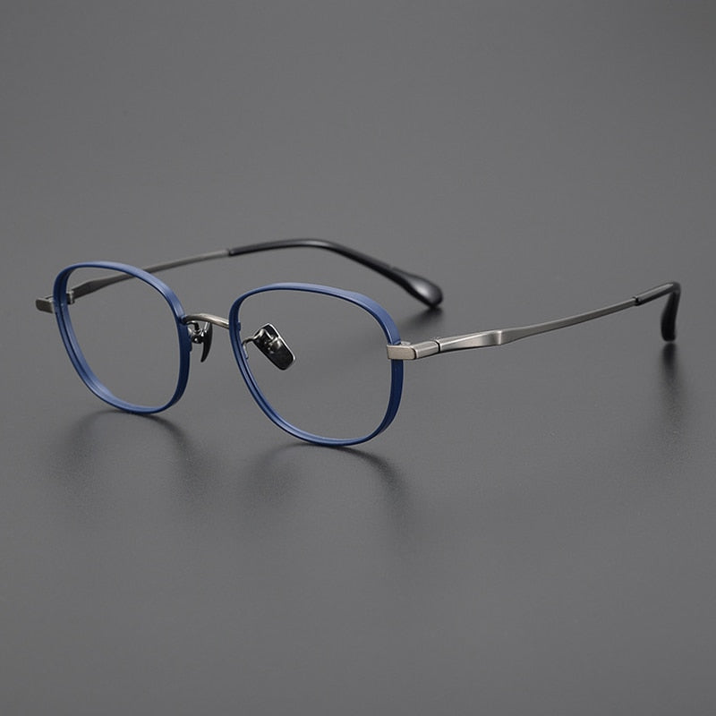 Gatenac Unisex Full Rim Small Square Titanium Eyeglasses Gxyj1025 Full Rim Gatenac Blue  