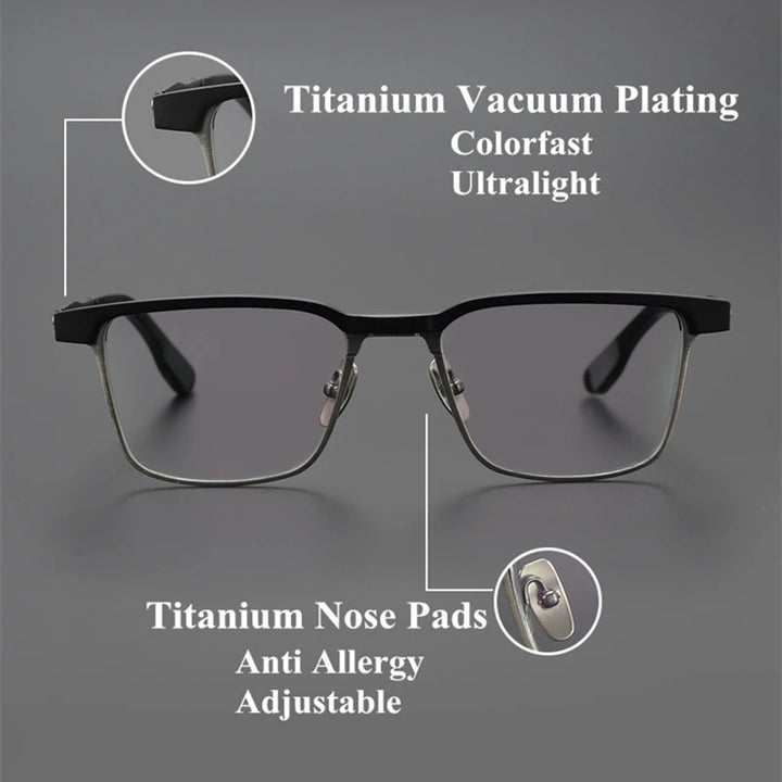 Black Mask Unisex Full Rim Square Titanium Eyeglasses D137b Full Rim Black Mask   