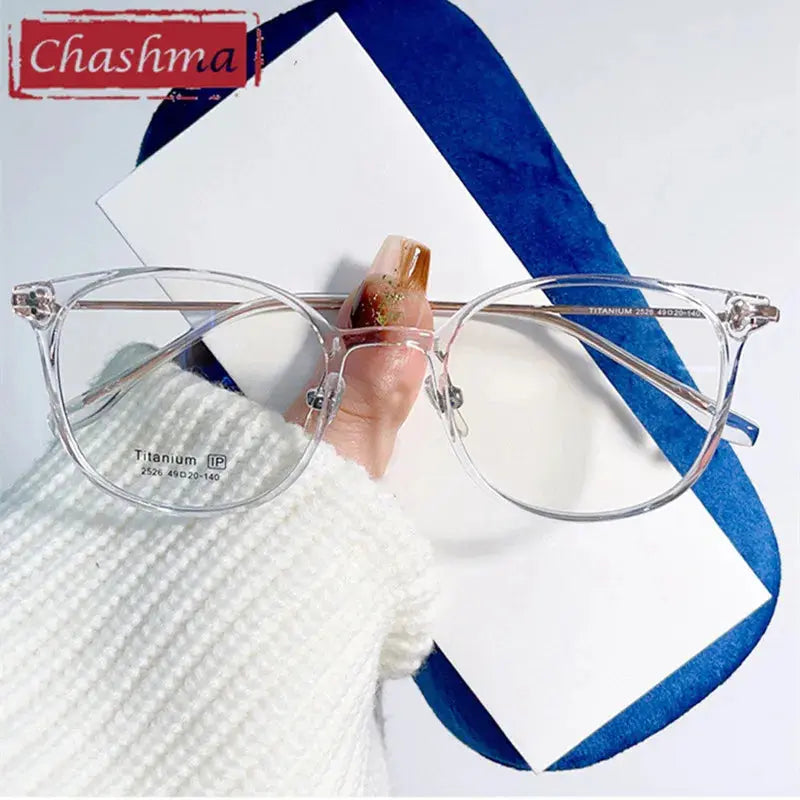 Chashma Ottica Women's Full Rim Round Titanium Tr 90 Eyeglasses 402526.