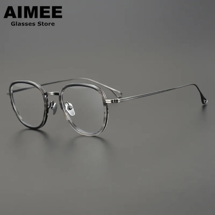 Aimee Unisex Full Rim Square Titanium Acetate Eyeglasses 9115