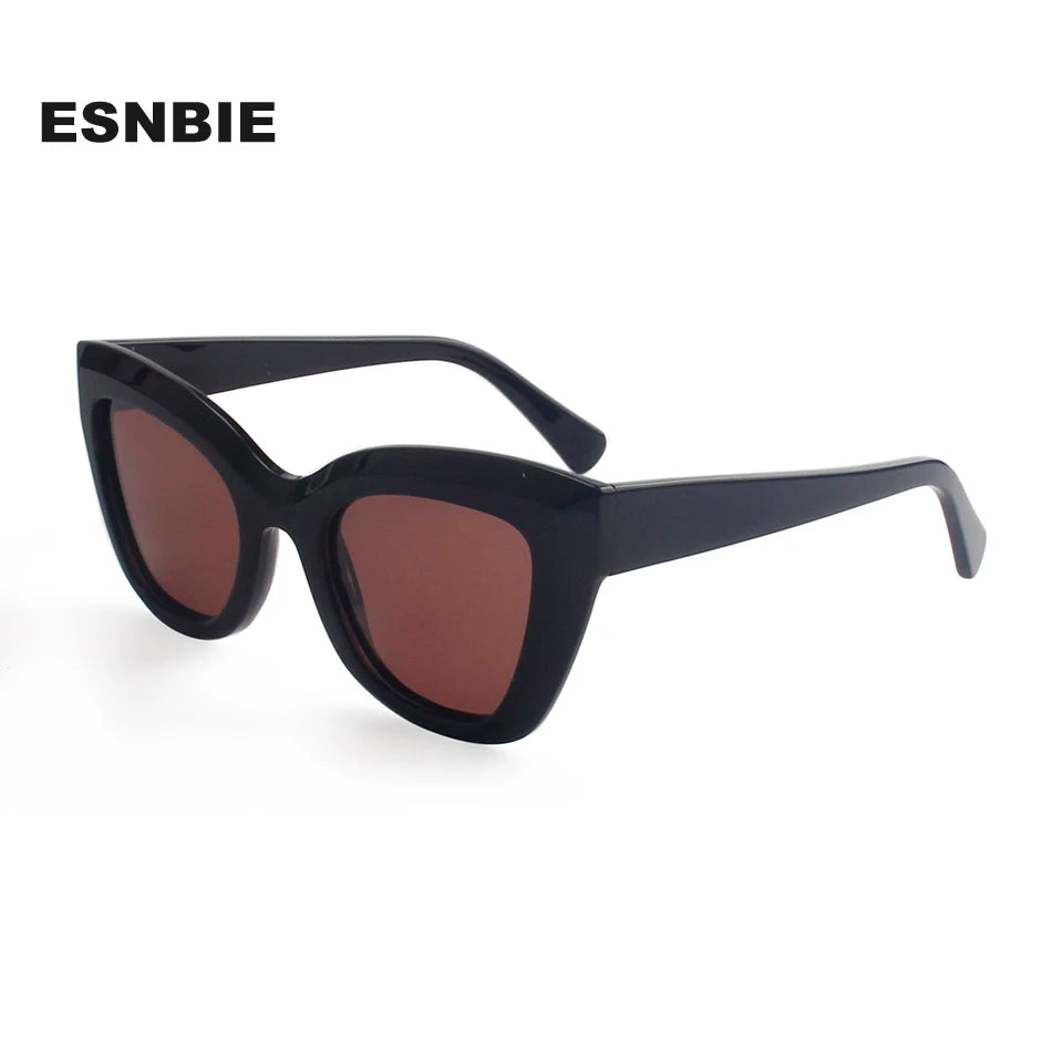Esnbie Women's Full Rim Square Cat Eye Acetate Sunglasses 240991