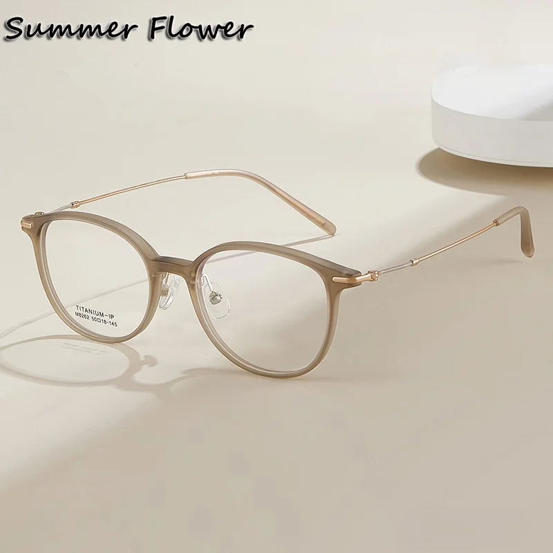 Summer Flower Unisex Full Rim Square Tr 90 Titanium Eyeglasses 618262